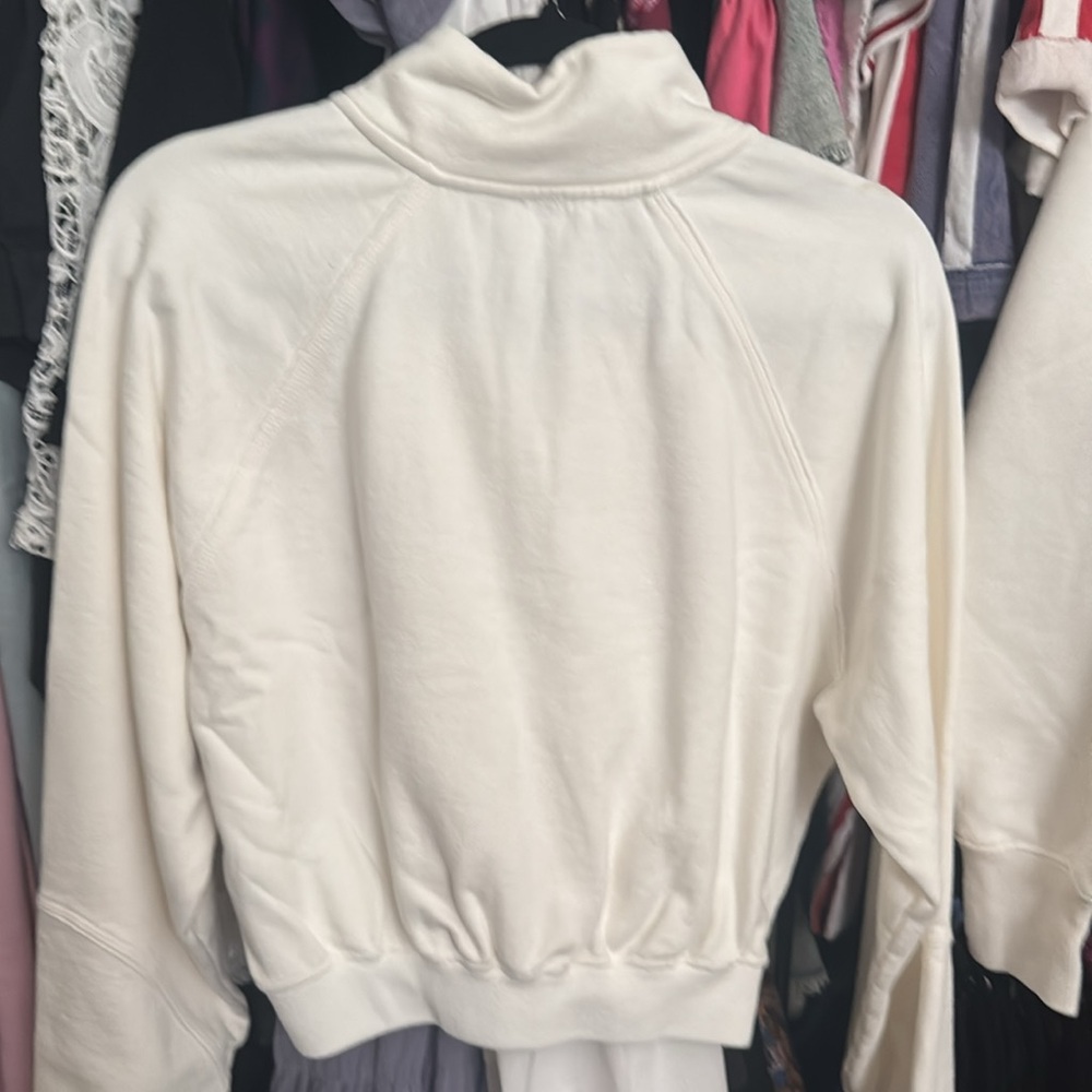 NWT Free People FP Movement For The Win Logo Half Zip Ivory - Picture 5 of 5